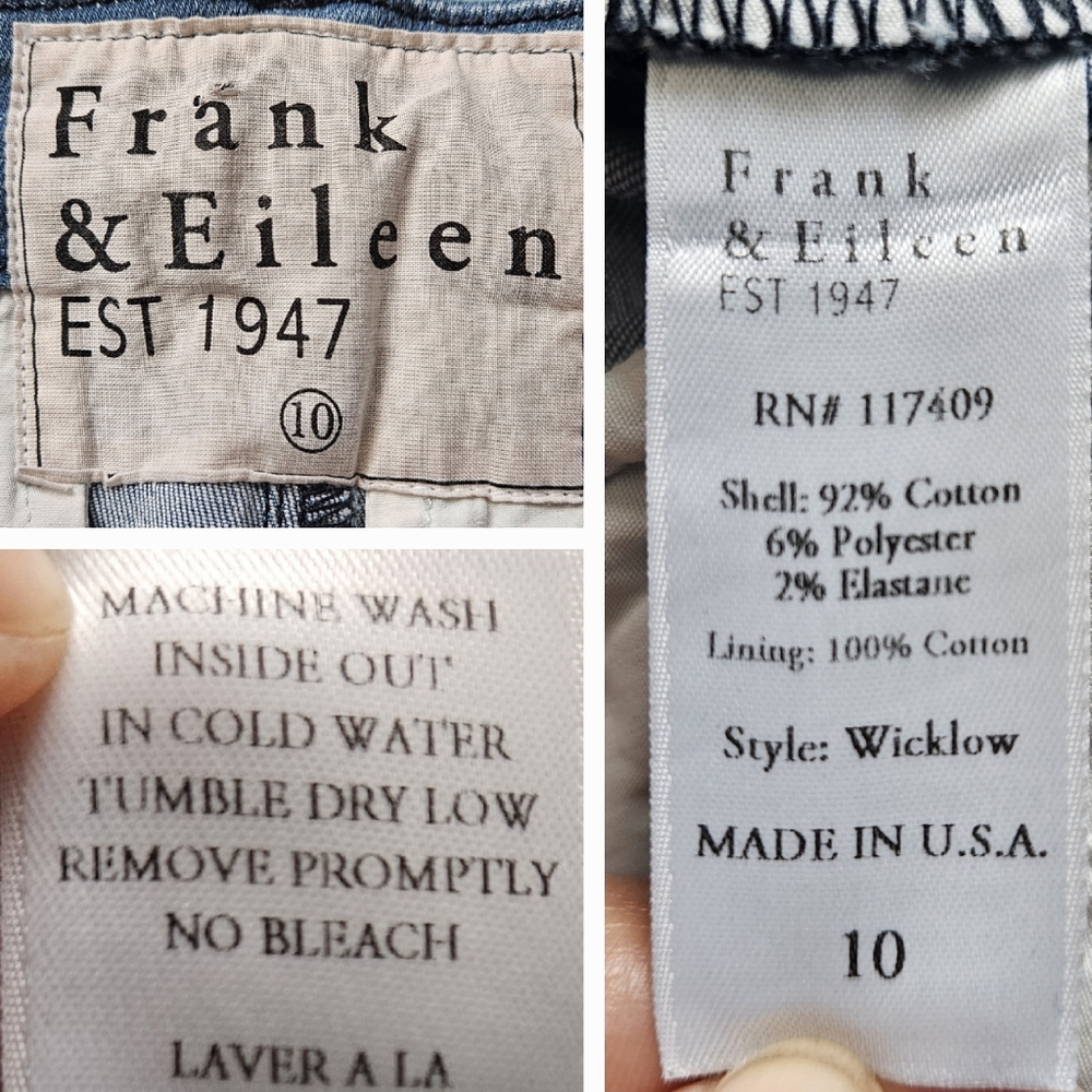 Frank & Eileen Wicklow Italian Chino in 1977 Denim Wash size 10 - Picture 6 of 11